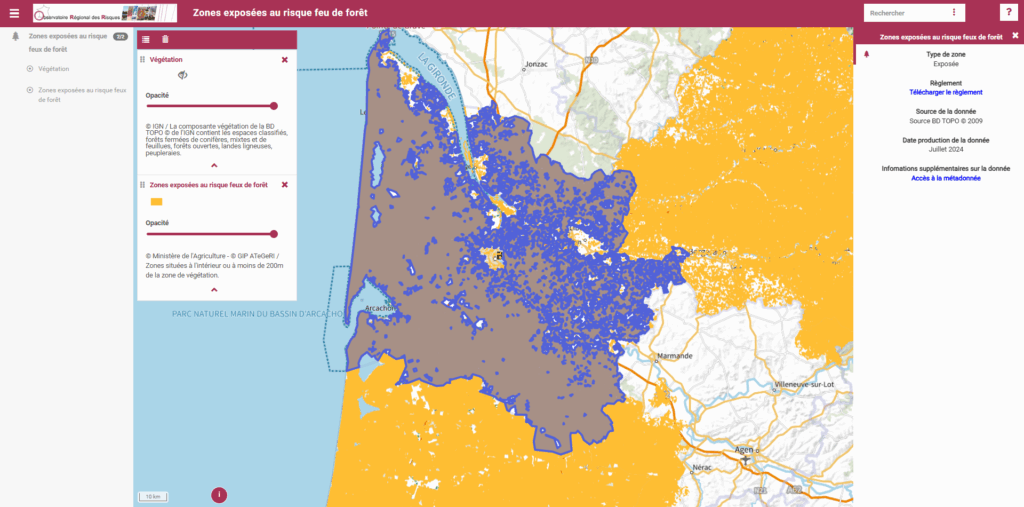 cartographie-pigma-plan-interdepartemental-protection-incendie-zones-sud-ouest-france